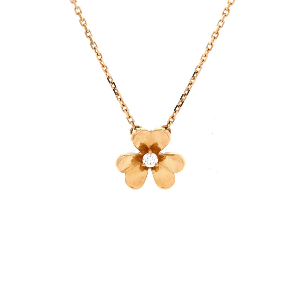 Van Cleef & Arpels Mini Frivole Pendant Necklace 18K Yellow Gold and Diamond